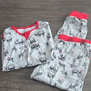 Wondershop Grey Animal Print Pajama Set with Red Trim
